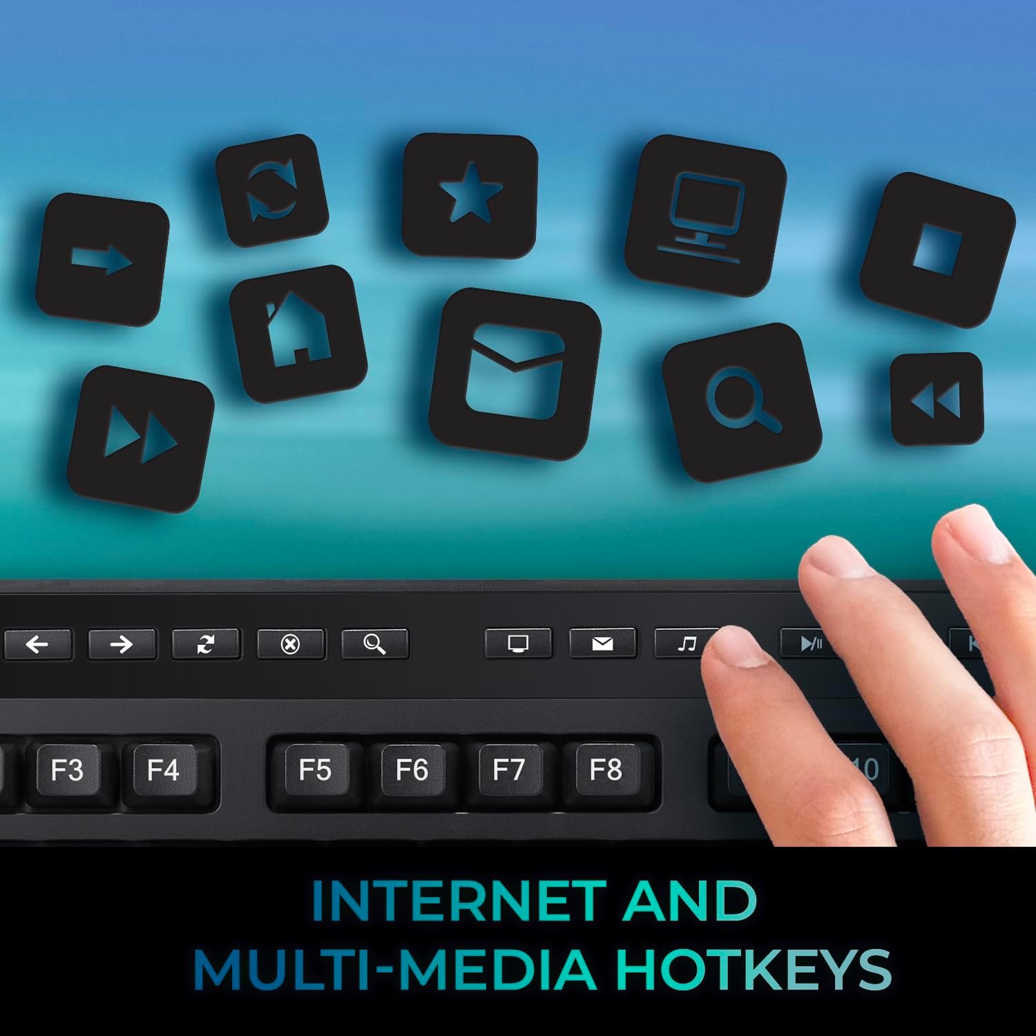 Wireless Keyboard with Touchpad 104 Key Full Size USB Dongle Receiver Multi OS Support Works with MacOs System & Multimedia