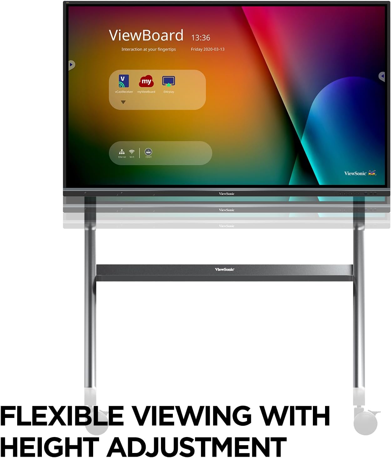 ViewSonic VB-STND-009 Slim Mobile TV Cart for 55 to 86 inch Screens up to 265 lbs