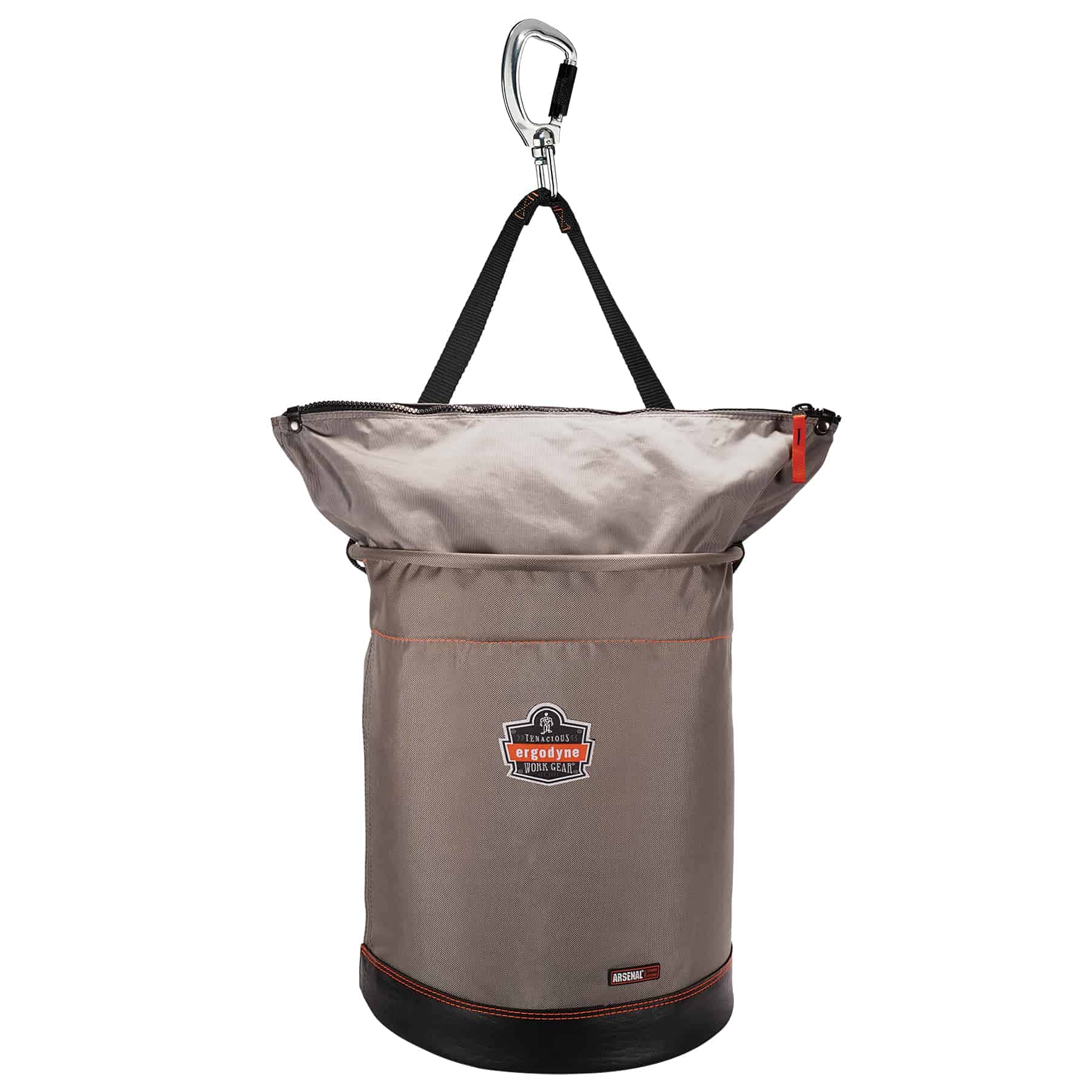 Ergodyne Arsenal 5976 XL Nylon Hoist Bucket Tool Bag - Swiveling Carabiner, Zipper Top