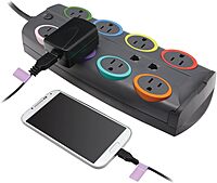 KENSINGTON SmartSockets Surge Protector, 8-Foot Cord