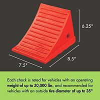 Checkers One Large Wheel Chock for 27-35" Tires, Heavy Duty Wheel Chocks for Semi Trucks, Utility, Tractor Trailer