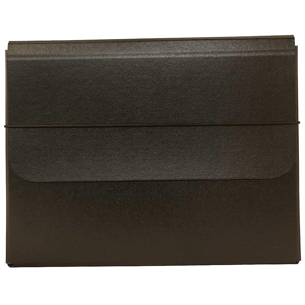 JAM Paper Strong Thick Portfolio Carrying Case with Elastic Band Closure - 10 x 1 1/4 x 13 1/4 - Black