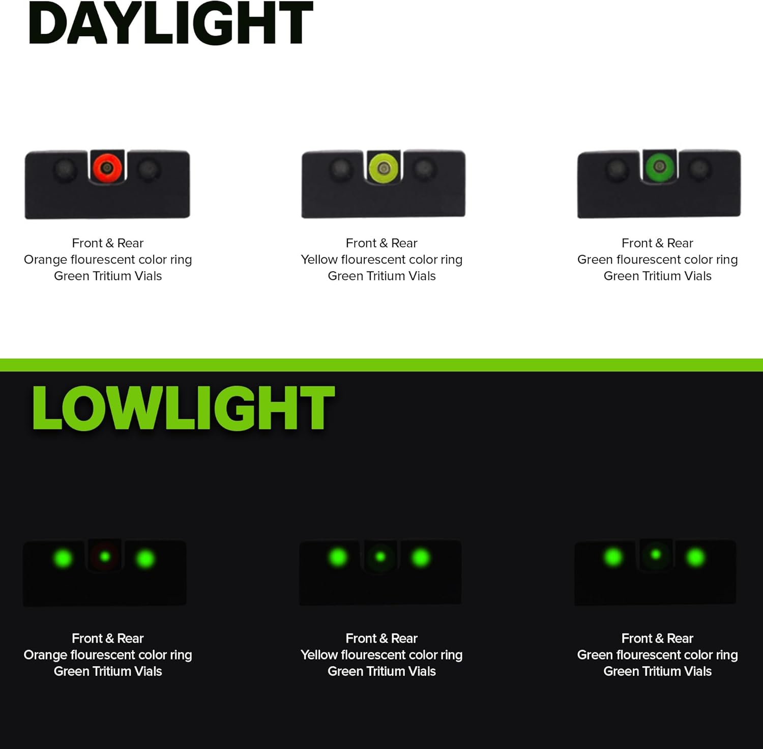 MEPROLIGHT Hyper-Bright Tritium Day/Night Pistol Sight Set