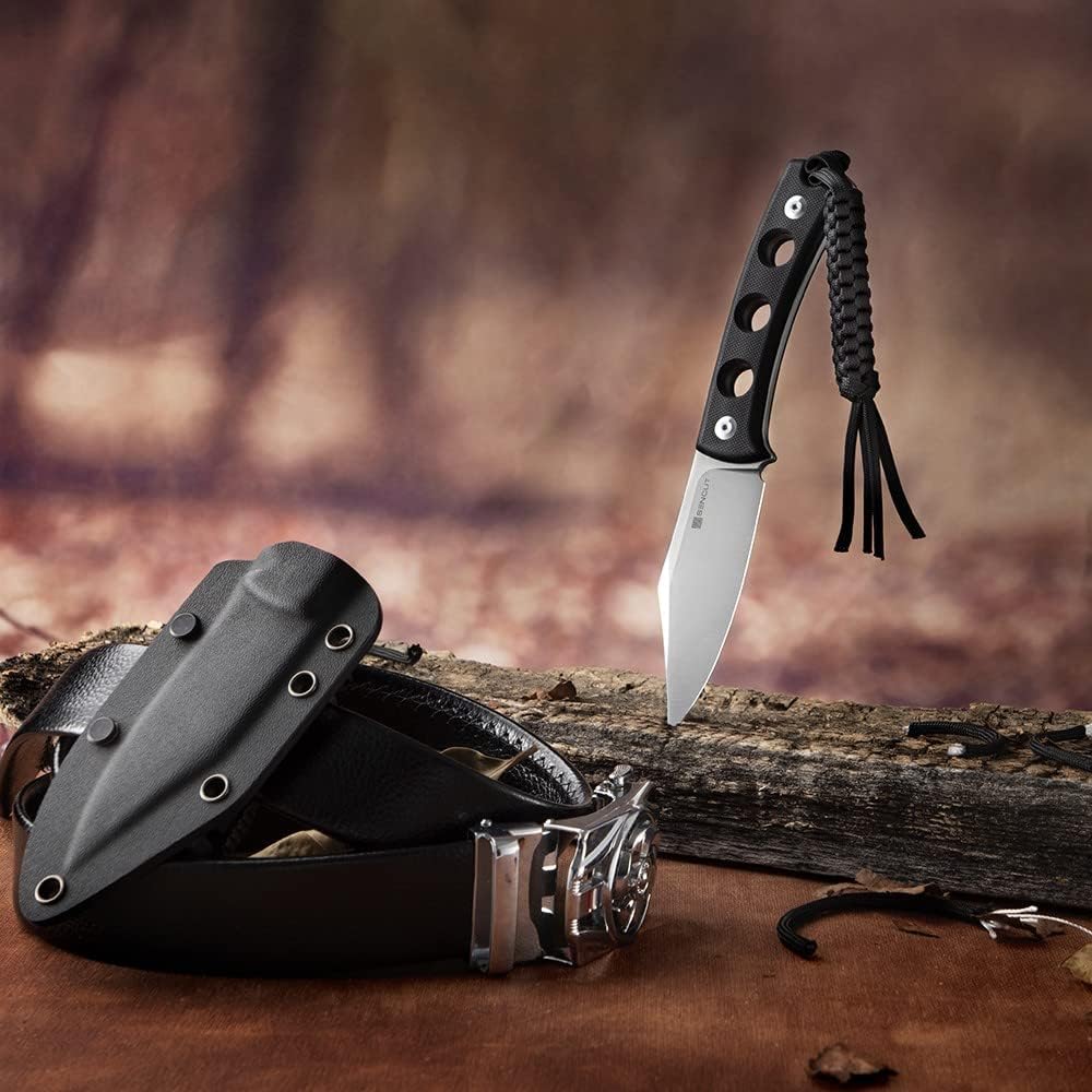 SENCUT Waxahachie Fixed Blade Knife, Full Tang Clip Point Satin 9Cr18MoV Blade with G10 Handle, Kydex Sheath