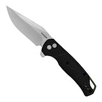 Kershaw Runoff Folding Pocket Knife, 3.1 inch Satin Finish Clip Point Blade, Black GFN handle, Manual Opening, Button Lock