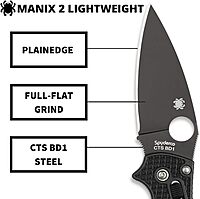 Spyderco Manix 2 Folding Knife with Ball Bearing Lock - PlainEdge