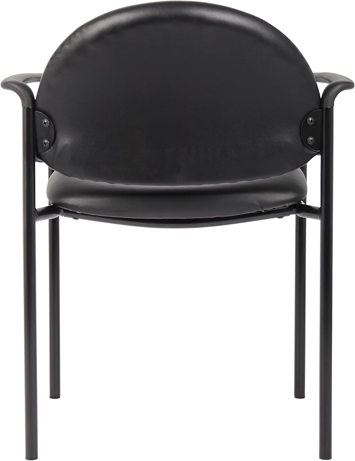 Boss Office Products Dimond Caressoft Stacking Chair with Arms in Black 250 lbs.