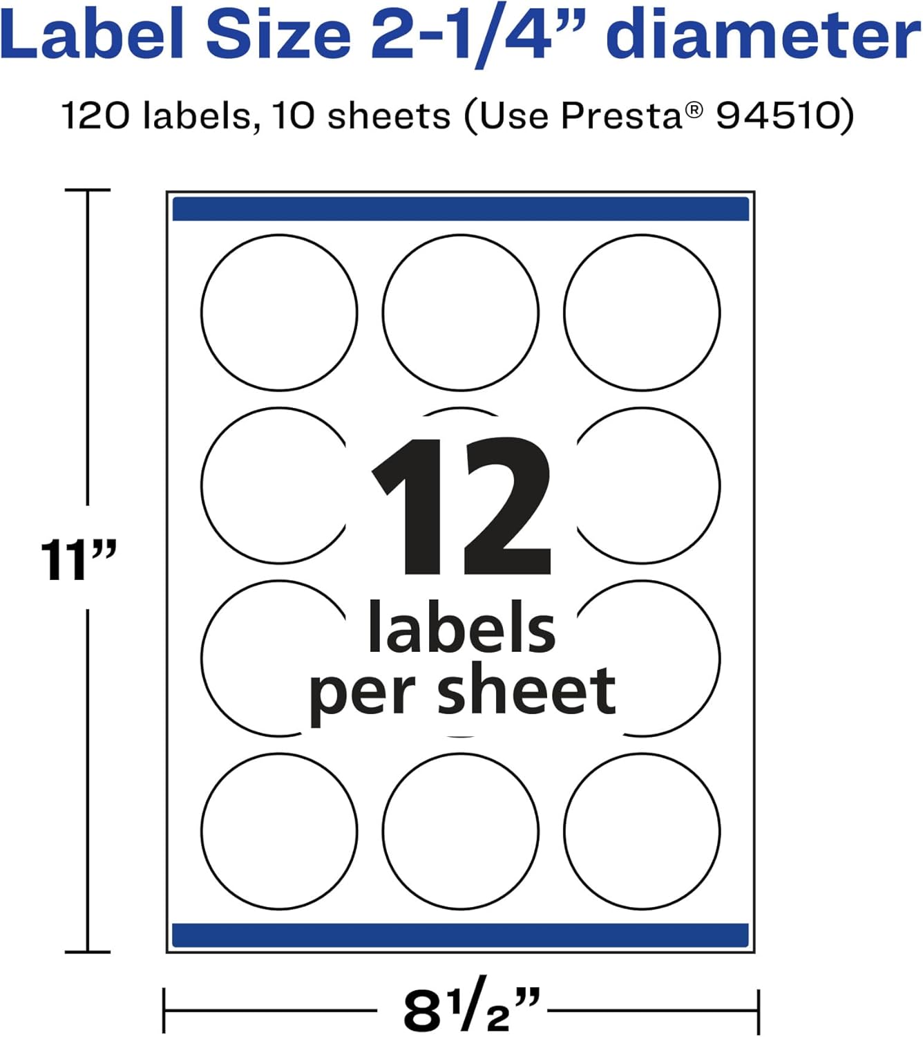 Avery Glossy Clear Round Labels, Sure Feed Technology, 2.25" Diameter, Print-to-The-Edge, Laser/Inkjet Printable