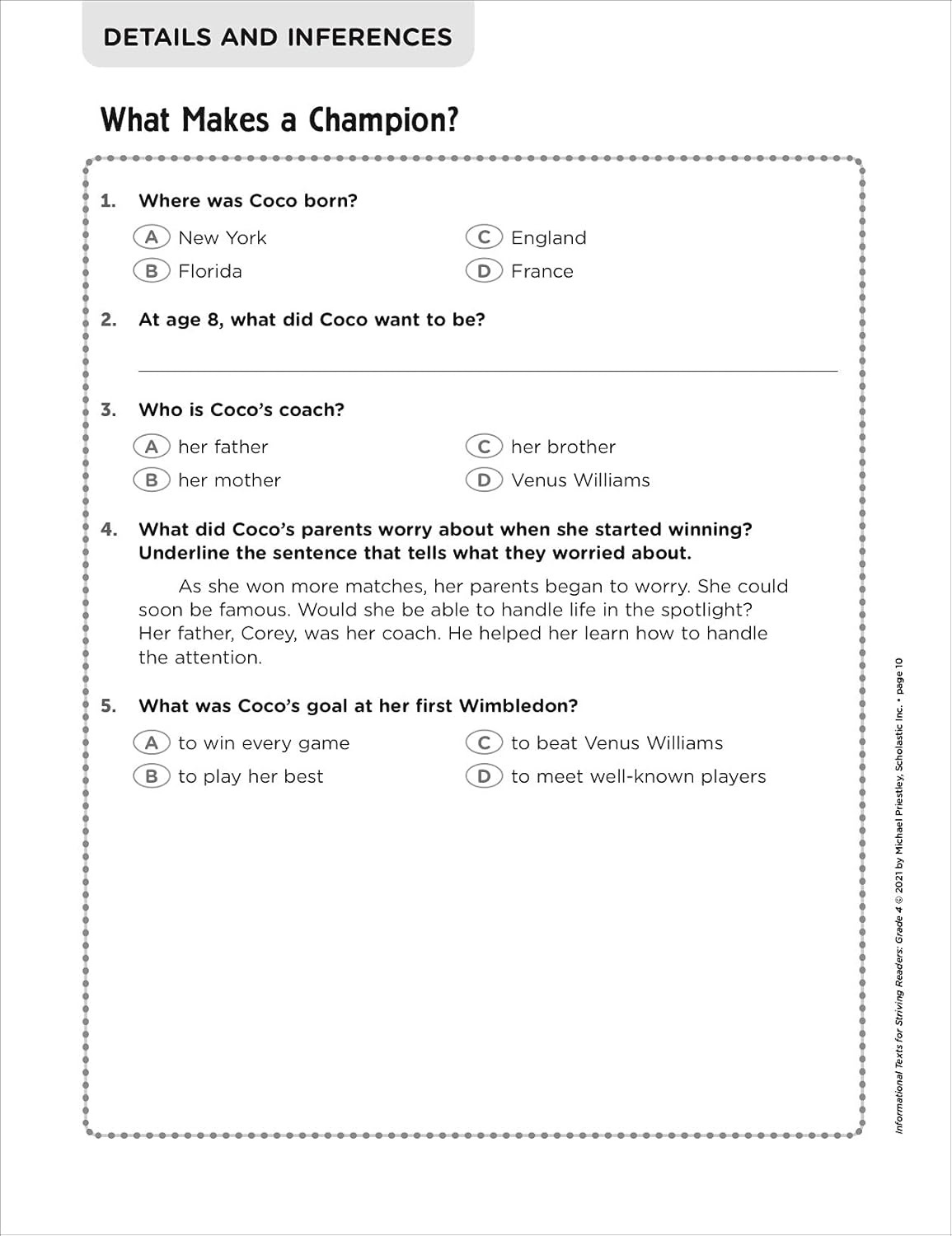 Informational Texts for Striving Readers: Grade 4 (Indian Head)