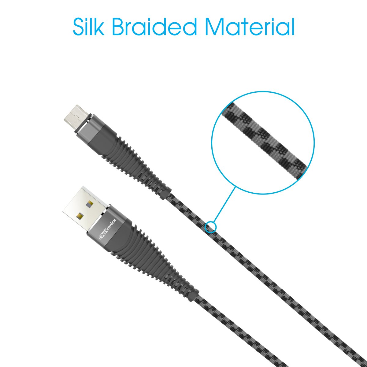 PORTRONICS KONNECT 4M MICRO CABLE 1.2 GREY BLACK PORE POR 874 PORTRONICS KONNECT 4M MICRO CABLE 1.2 GREY BLACK PORE POR 874