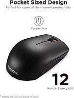 Lenovo 300 Wireless Mouse – Computer Mouse for PC, Laptop with Windows – Ambidextrous Design – 2.4 GHz Nano USB Receiver