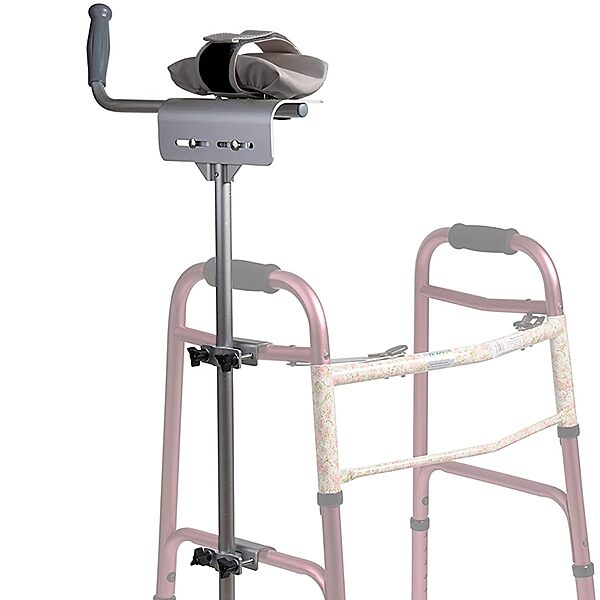 MABIS Walker Platform Attachment With Adjustable Padded Cuff, No Tools Needed, Attaches to Most Walkers, FSA and HSA Eligible, Made of Lightweight Aluminum, Silver