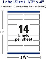 Avery Glossy Clear Rectangle Labels, Sure Feed Technology, 1-1/3" x 4"
