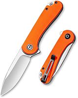 CIVIVI Elementum Folding Pocket Knife, 2.96" D2 Satin Blade,G-10 Handles, Liner Lock, Deep Carry Pocket Clip C907R (Orange)