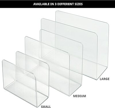 Azar Displays Clear Acrylic Lateral Desk File Holders, Pack of 4