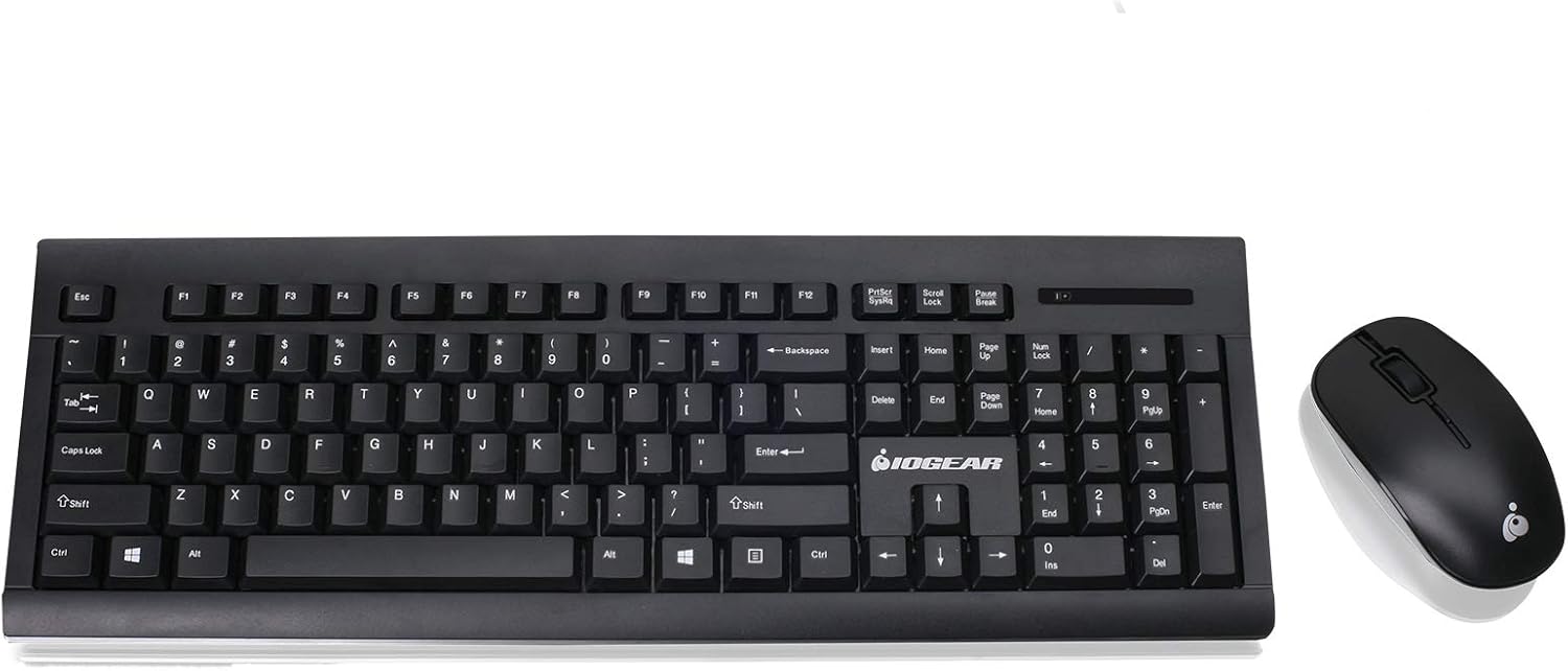 IOGEAR Wireless Keyboard and Mouse - 2.4GHz Full-Size Mouse Keyboard Combo - Spill-Resistant/Spill-Proof