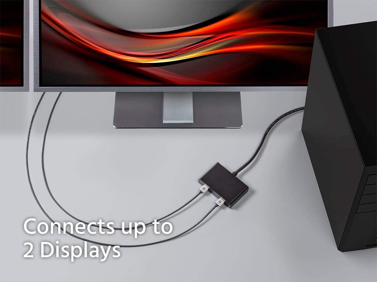 Monoprice 2-Port DisplayPort 1.2 to HDMI Multi-Stream Transport (MST) Hub, 4K@30Hz for 2 Displays, 21.6 Gbps Bandwidth