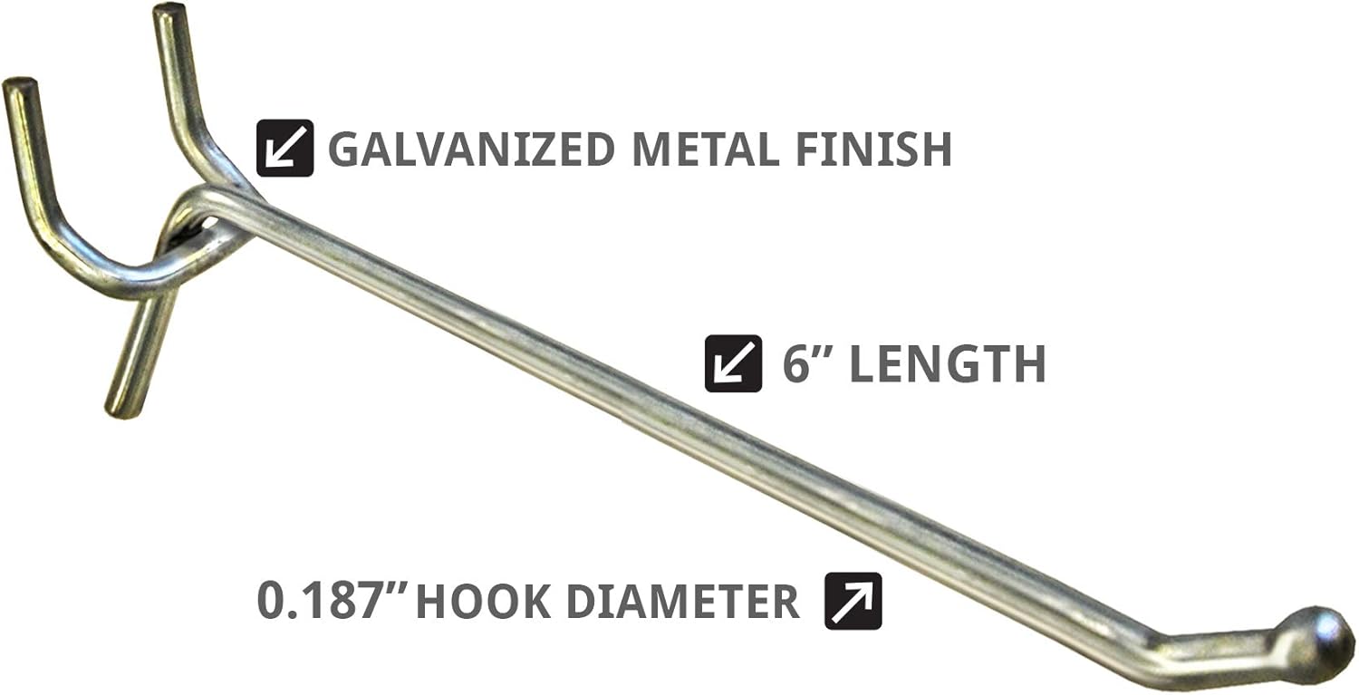 Azar Displays All-Wire Galvanized Pegboard and Slatwall Hooks, 50-Pack