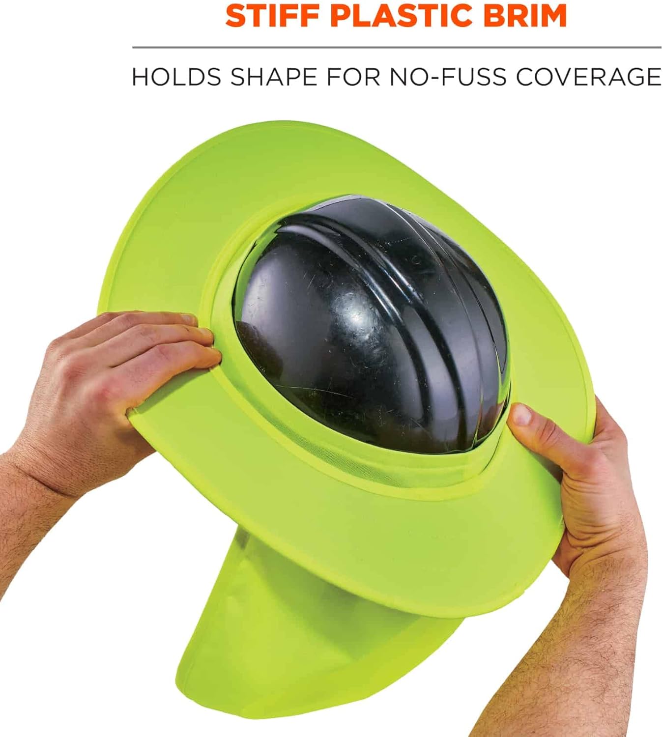 Ergodyne Chill-Its 6660 Attachable Hard Hat Brim with Neck Shade, Lime (Pack of 3)