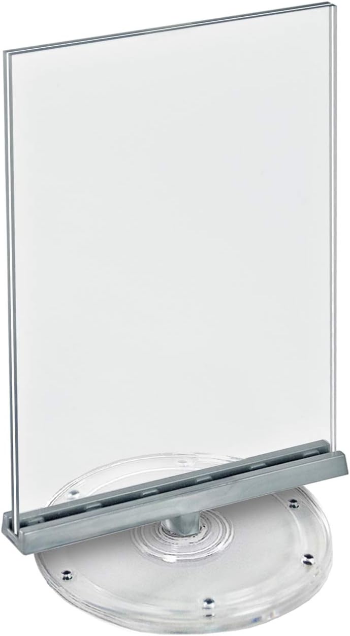 Azar Displays Revolving Sign Holder Acrylic Vertical Two Sided Revolving Acrylic Sign Holder: 8.5 in. W x 11 in.H, 2-Pack