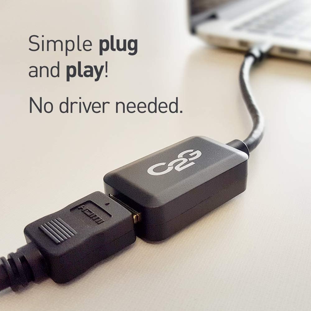 C2G Mini Display Port Adapter, Display Port to HDMI, Male to Female, White, 8 inches, Cables to Go 54314