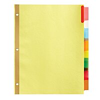 Office Depot Brand Insertable Dividers with Big Tabs, Buff, Assorted Colors, 8-Tab, Pack of 4 Sets