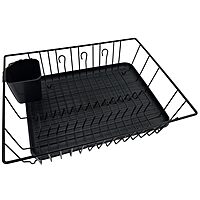 Better Chef 3-Piece 16-inch Dish Rack With Drainer, Black