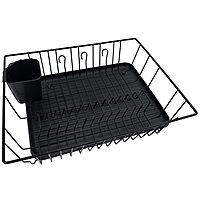 Better Chef 3-Piece 16-inch Dish Rack With Drainer, Black