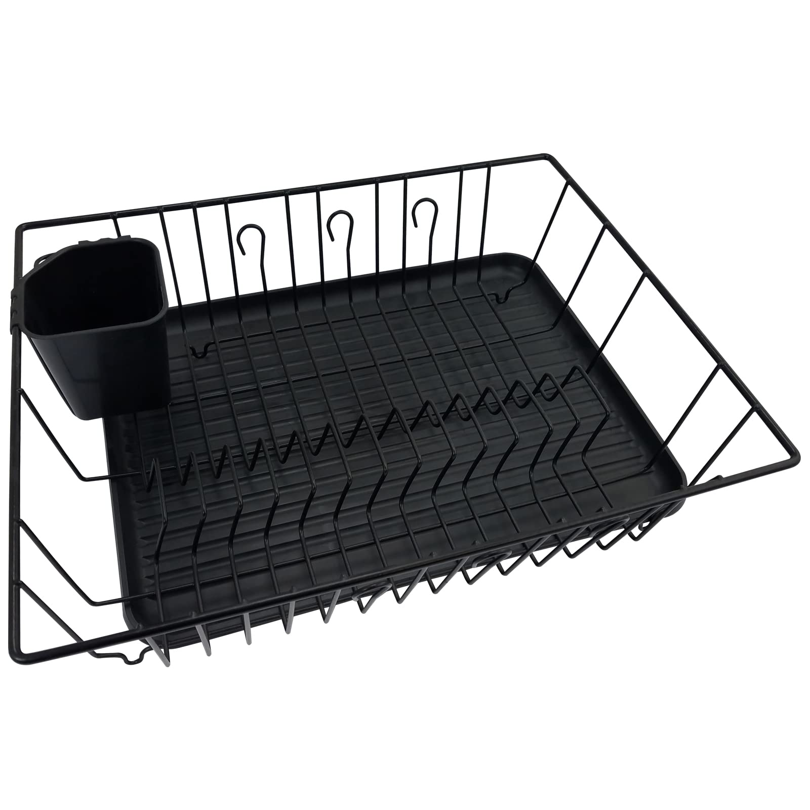 Better Chef 3-Piece 16-inch Dish Rack With Drainer, Black