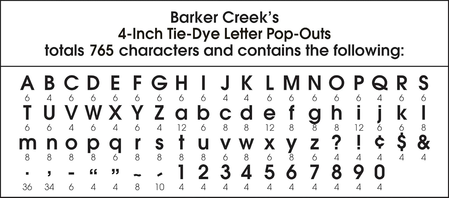 Barker Creek 4" Letter Pop-Outs 3-Pack, 765 Upper & Lowercase Letters, Numbers & Punctuation