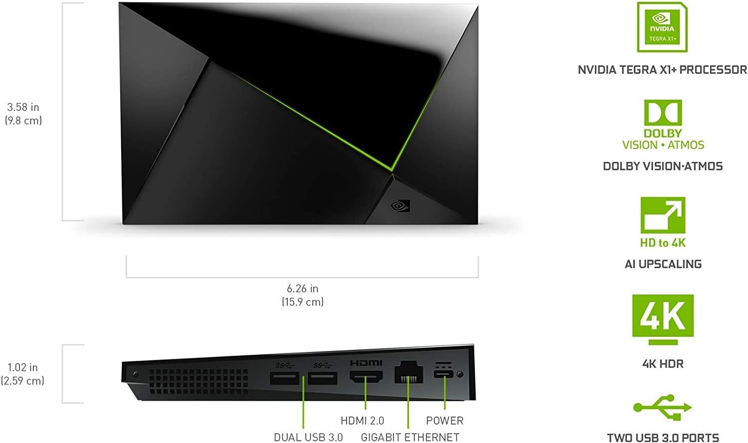 NVIDIA SHIELD Android TV Pro Streaming Media Player; 4K HDR movies, live sports, Dolby Vision-Atmos, AI-enhanced upscaling