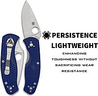 Spyderco Persistence Lightweight Folding Pocket Knife with 2.75 Inch CPM S35VN Steel Blade and Blue FRN Handle - PlainEdge