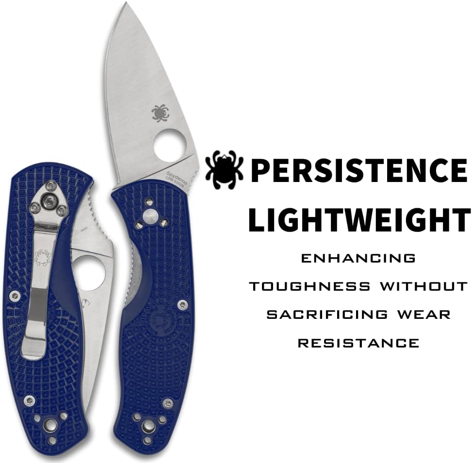 Spyderco Persistence Lightweight Folding Pocket Knife with 2.75 Inch CPM S35VN Steel Blade and Blue FRN Handle - PlainEdge