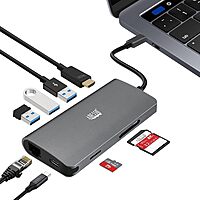 USB C Docking Station Multiport Adapter Type C Hub HDMI Support 4K, RJ45 Ethernet Port, 100W PD Charging, 3*USB, SD/TF Card Reader (TAA Compliant)