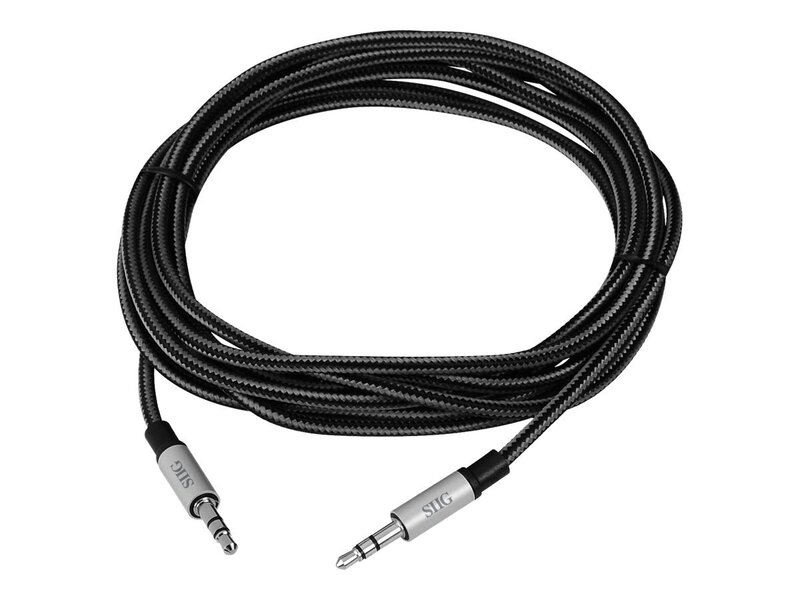 SIIG 10 Feet (3M) Fabric Woven Braided 3.5mm Stereo Aux Extension Cable for Smartphones or Tablets, Durable and Tangle-free, Male to Male, (CB-AU0B12-S1)