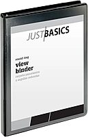 Just Basics Basic Round-Ring View Binder, 1/2" Rings, 61% Recycled, Black