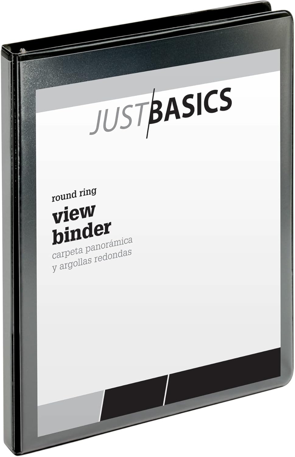 Just Basics Basic Round-Ring View Binder, 1/2" Rings, 61% Recycled, Black
