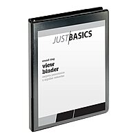 Just Basics Basic Round-Ring View Binder, 1/2" Rings, 61% Recycled, Black