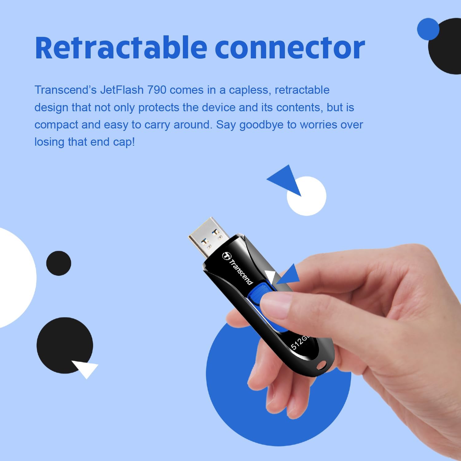 Transcend 64GB JetFlash 790 USB 3.0 Flash Drive (TS64GJF790K), Black 64GB JF790K ( Type A )