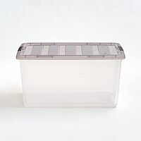 IRIS USA 72 Quart Stack & Pull Clear Storage Box, Gray, 3 Pack