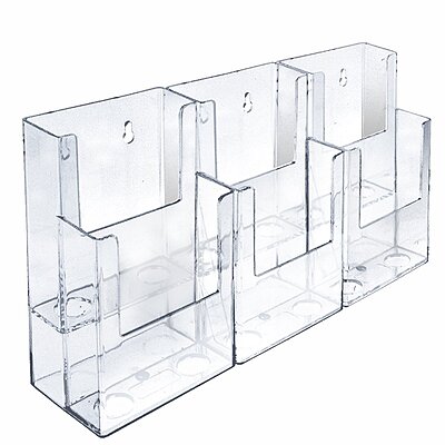 AZAR DISPLAYS 2-Tier Tri-Fold Brochure Counter Display, Clear Acrylic