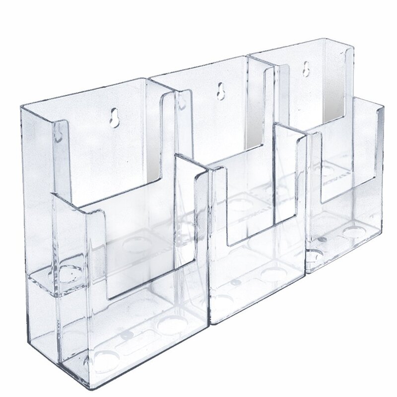 AZAR DISPLAYS 2-Tier Tri-Fold Brochure Counter Display, Clear Acrylic