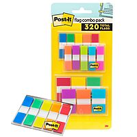 Post-it Flags Combo Pack, 4 On-The-Go Dispensers/Pack, 120 .94 in Wide and 200 .47 in Wide Flags
