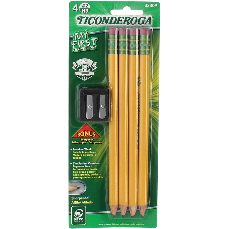 Ticonderoga Beginner Pencils, Presharpened, #2 Lead, Medium Soft, Pack of 4