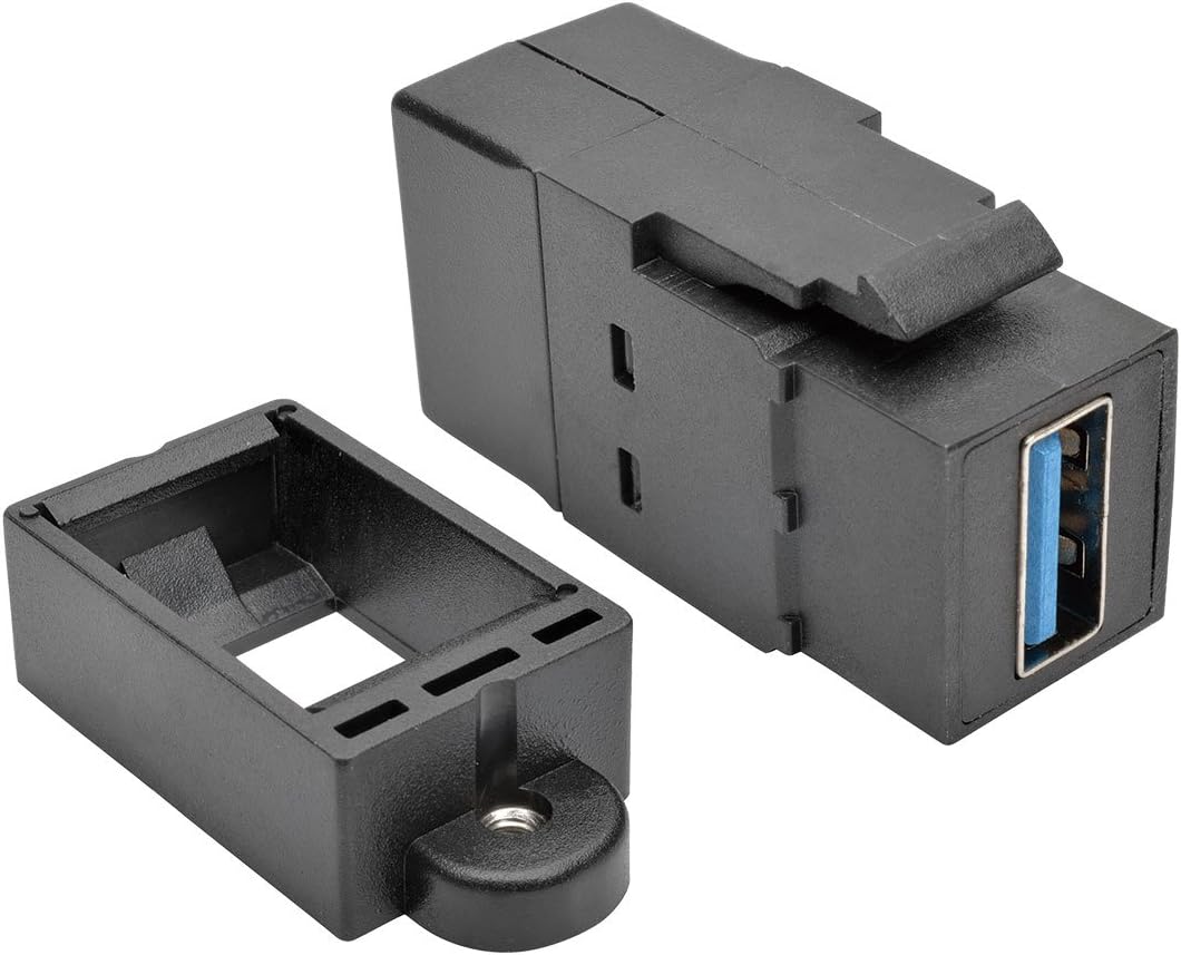 Tripp Lite USB 3.0 Keystone Panel Mount Coupler (F/F), All-in-One, Black (U325-000-KP-BK) USB 3.0 Coupler