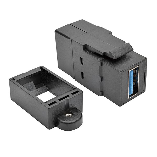 Tripp Lite USB 3.0 Keystone Panel Mount Coupler (F/F), All-in-One, Black (U325-000-KP-BK) USB 3.0 Coupler