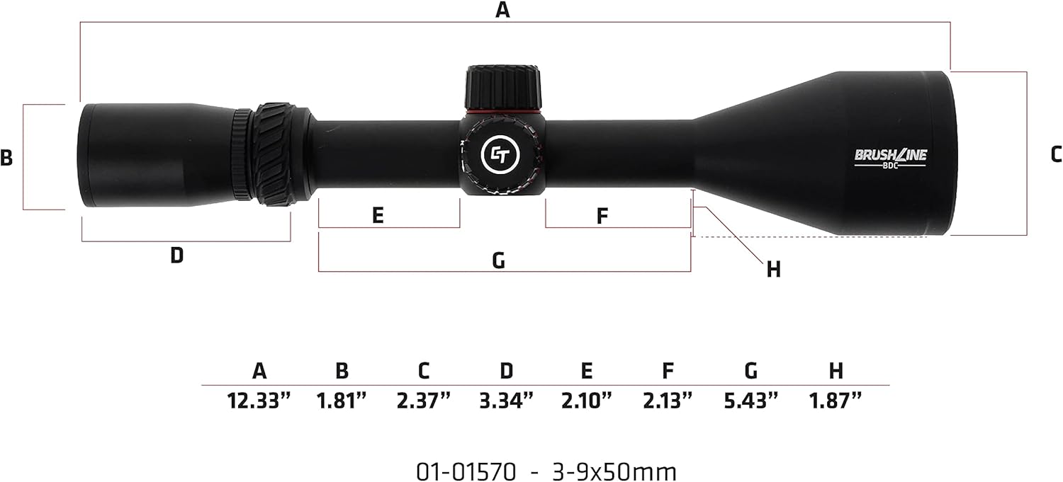 Crimson Trace Brushline 3-9x50mm Riflescope with SFP, BDC Reticle, Lightweight Solid Construction