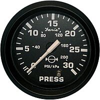 Faria 12810 Euro Water Pressure Gauge Kit 30 PSI - 2" , Black