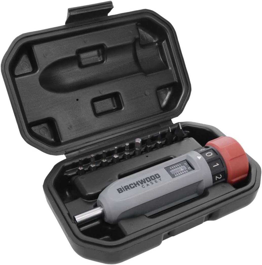 Birchwood Casey Armorer's Tool Kit Wrench | Gunsmithing Adjustable 10 to 70 in-Lb Torque Wrench Set | Flat Blade, Torx