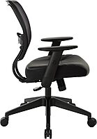 SPACE Seating Professional AirGrid Dark Back and Padded Black Eco Leather Seat, 2-to-1 Synchro Tilt Control, Adjustable Arms and Tilt Tension with Nylon Base Managers Chair